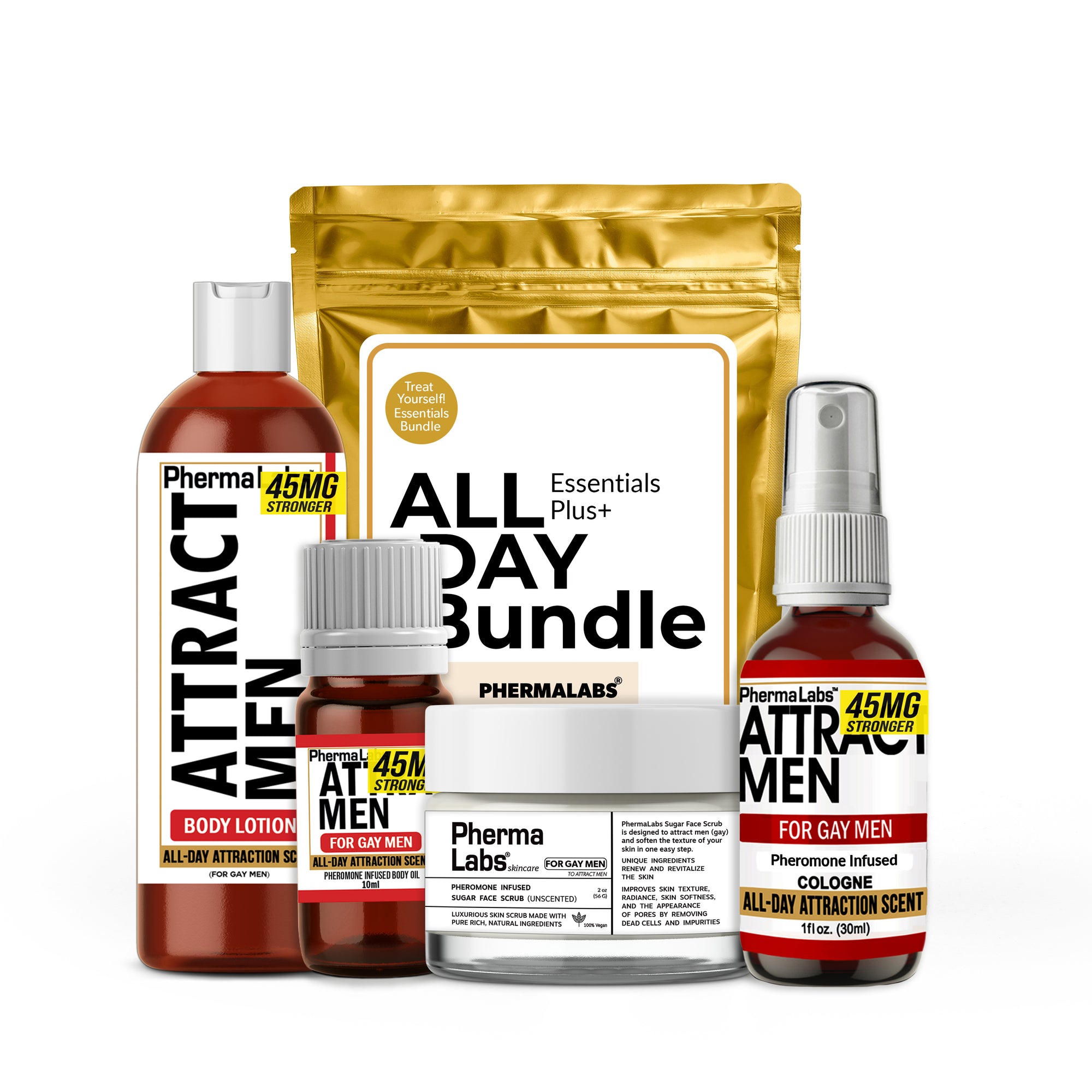 ALL DAY GAY Pheromone Cologne Essentials Bundle for Him [Attract Men]